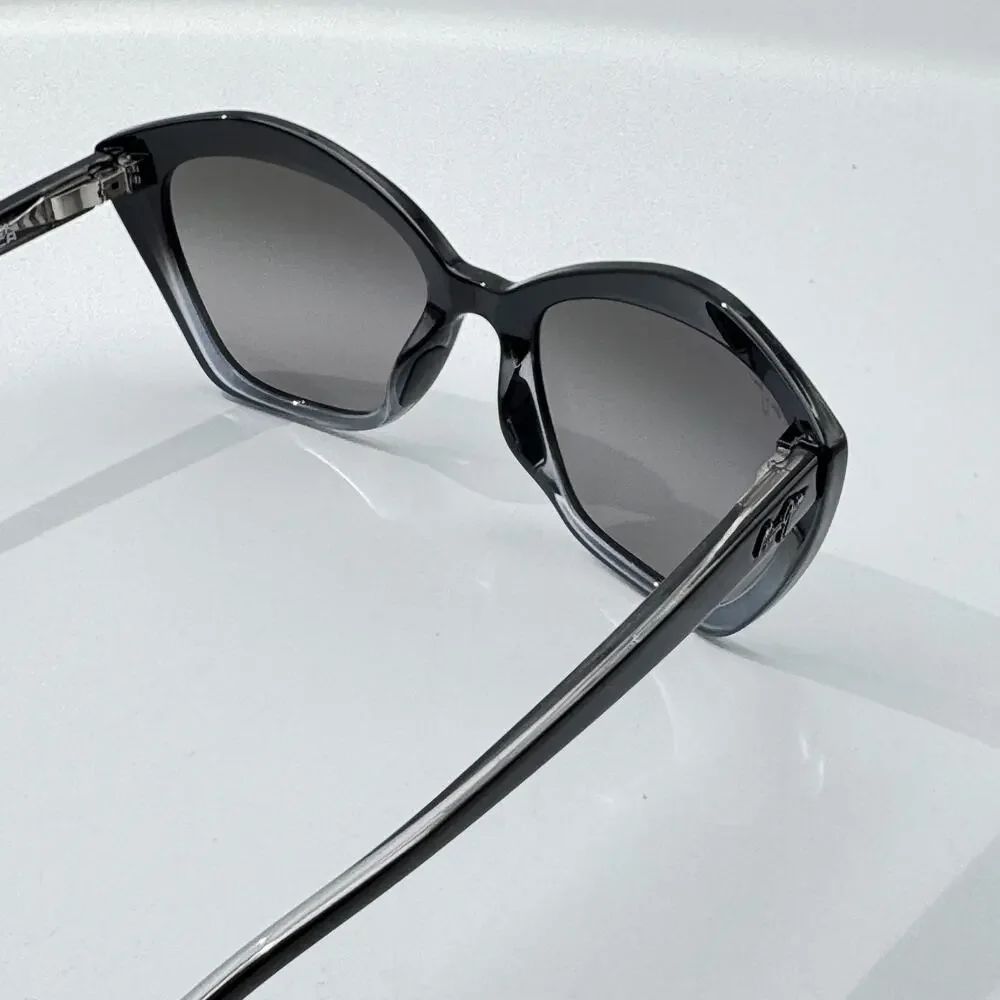 Maui Jim Sunglasses Lotus STG-SG MJ827-02J Black Cat Eye Frame Gray Gradient